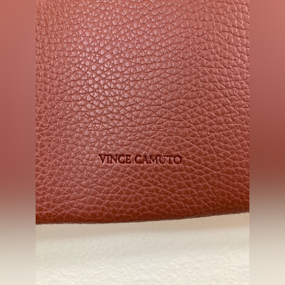 Vince Camuto Luck Tote Rust Black Vegan Leather Handbag - Picture 3 of 7